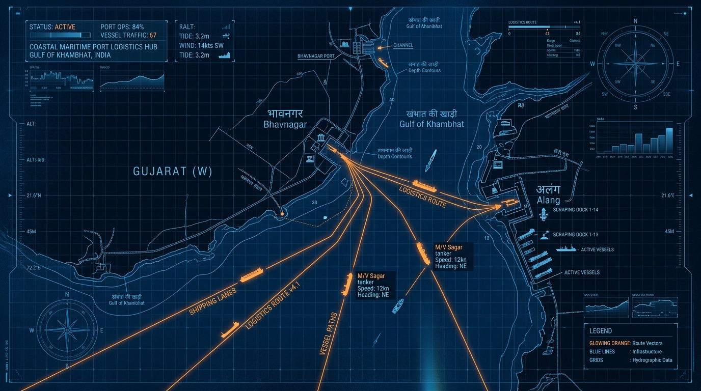 Bhavnagar Alang Marine Supply Network Map Graphic